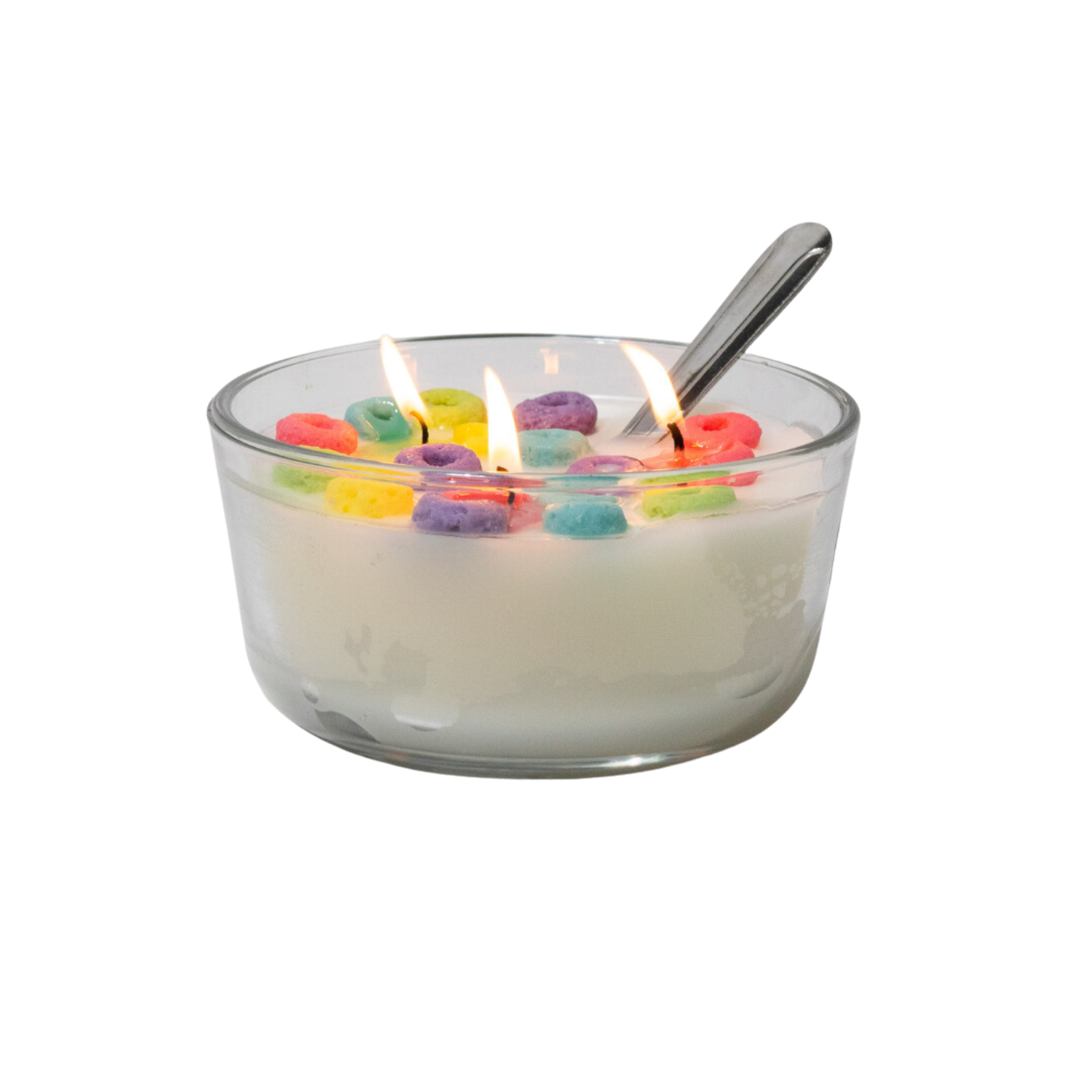 Fruit loops cereal scented candle bowl